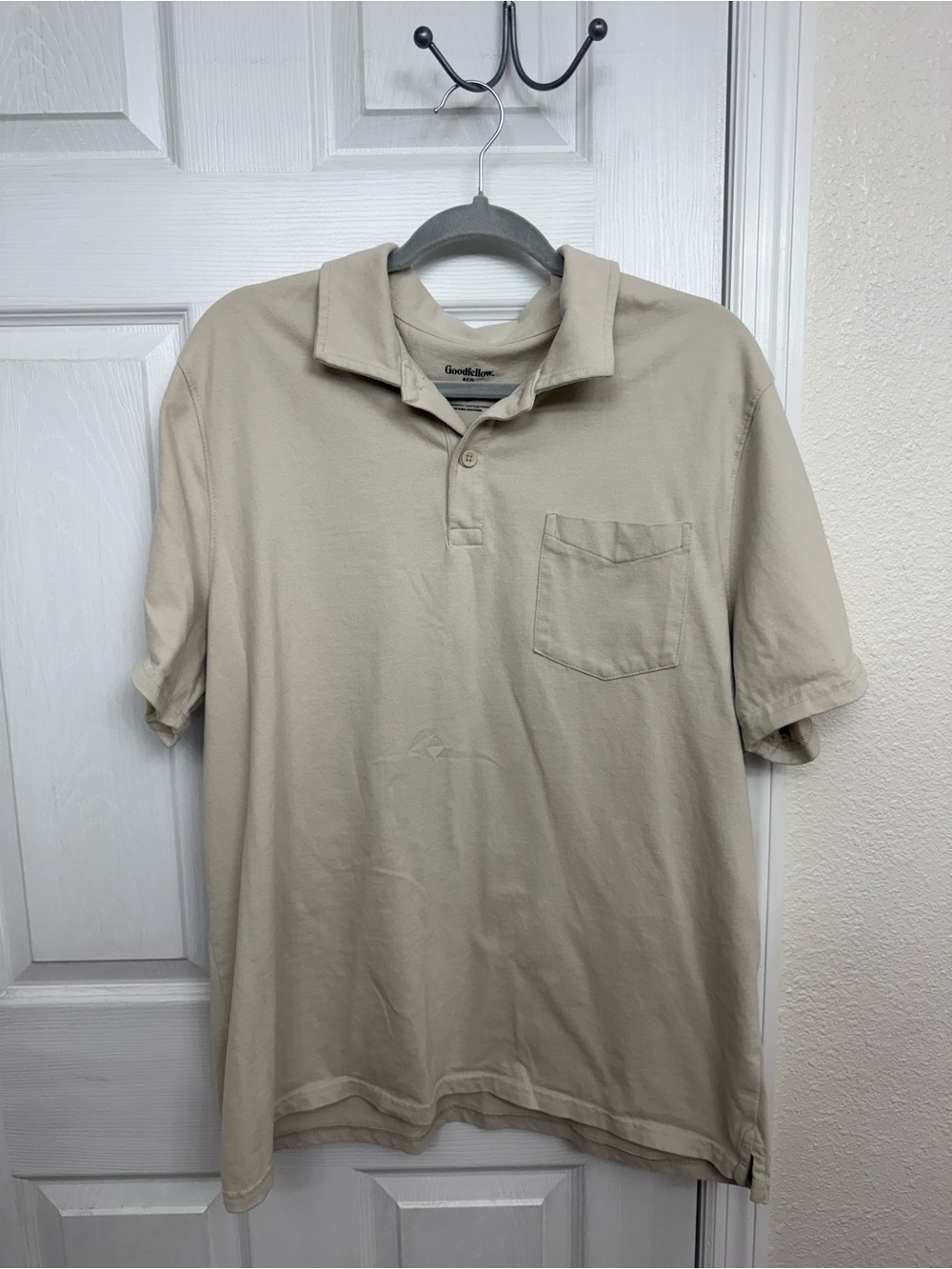 Goodfellow & Co Men's Light Beige Polo with Chest Pocket